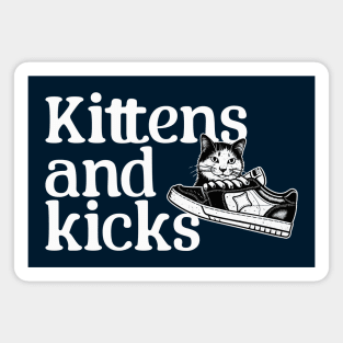 Vintage 90s Kittens and Kicks Sneaker Box Design - Retro Black and White Art Magnet